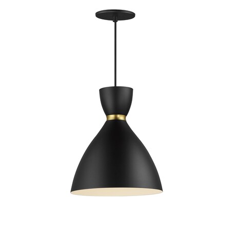 Maxim Lighting Carillon 11'' Mini Pendant, Black/Satin Brass 11302BKSBR